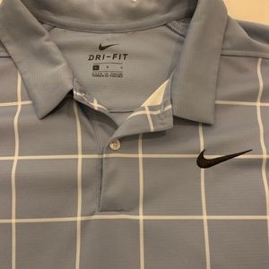 Nike Golf shirt. Blue and white.